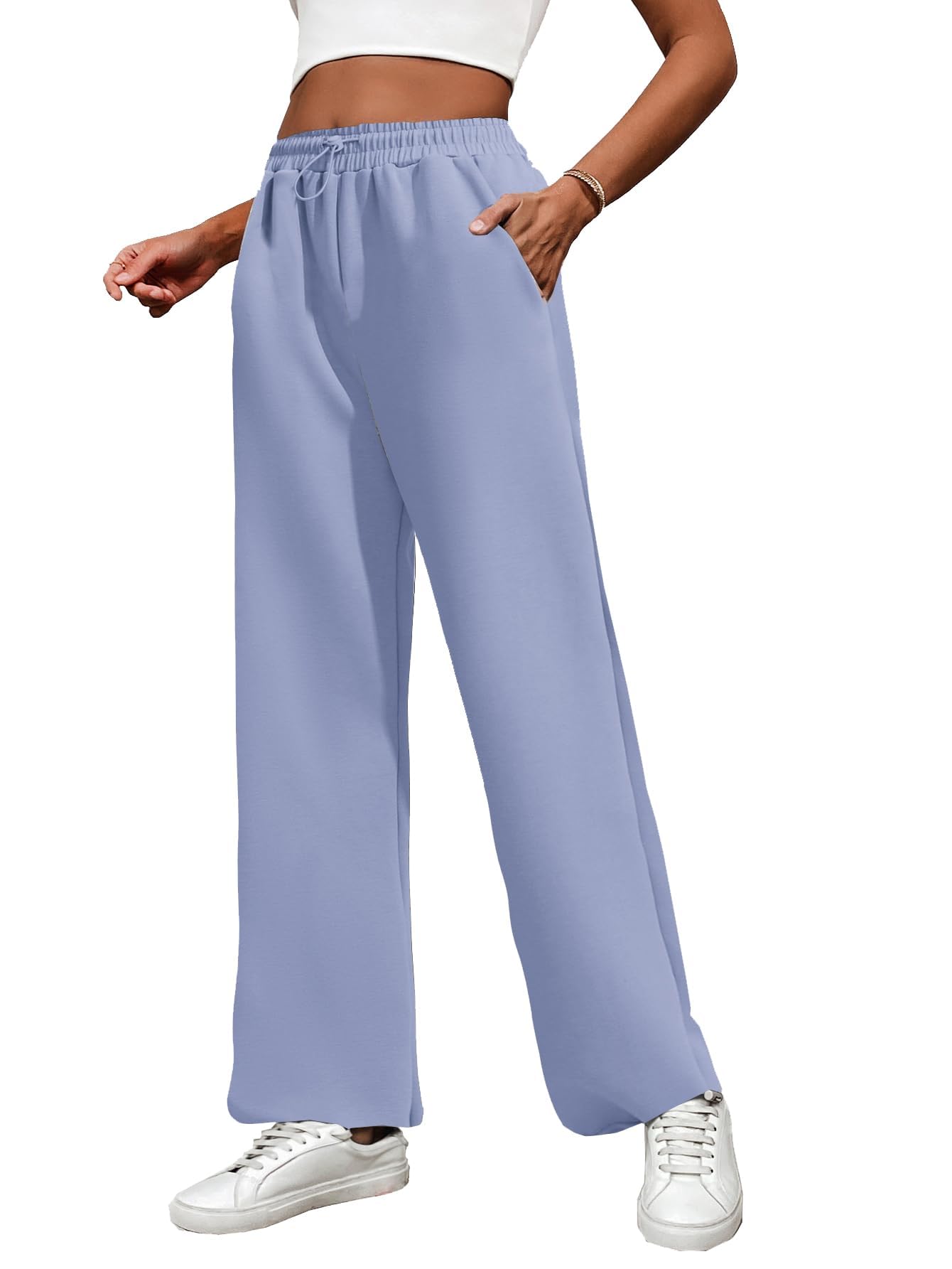 PINSPARK Pantaloni da Jogging da Donna Pantaloni Larghi Morbidi con Gamba Dritta Pantaloni da Jogger Lounge Sportivi Casual con Tasche