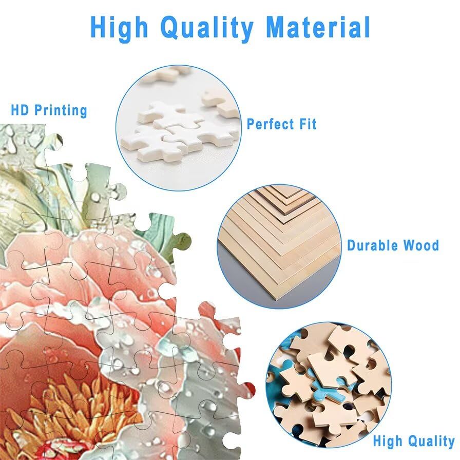 Puzzle 5000 Pezzi, Puzzle Fiore per Adulti, Peonia Puzzles in Legno con Squisita Scatola di Imballaggio, Puzzles in Legno Impegnativi per Famiglie, per Decorazioni Casa, Regalo Donna/Uomo, -5056