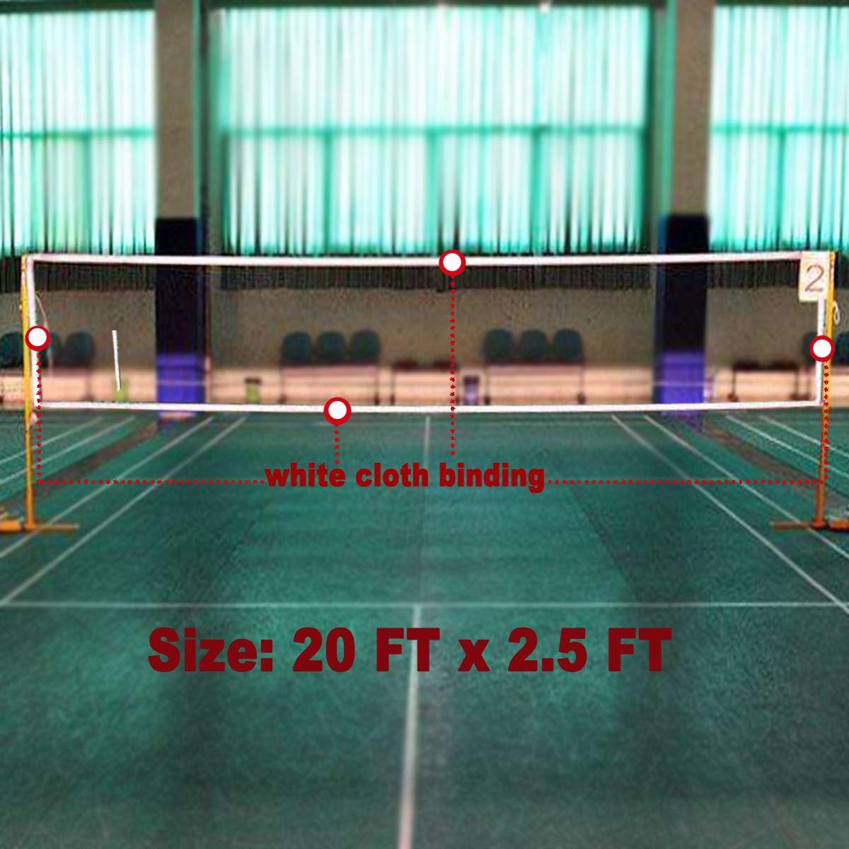 Badminton Tournament Net 20 FT x 2.5 FT | Outdoor Indoor, Durable and Protable, for Backyard Beach Garden Sports Field