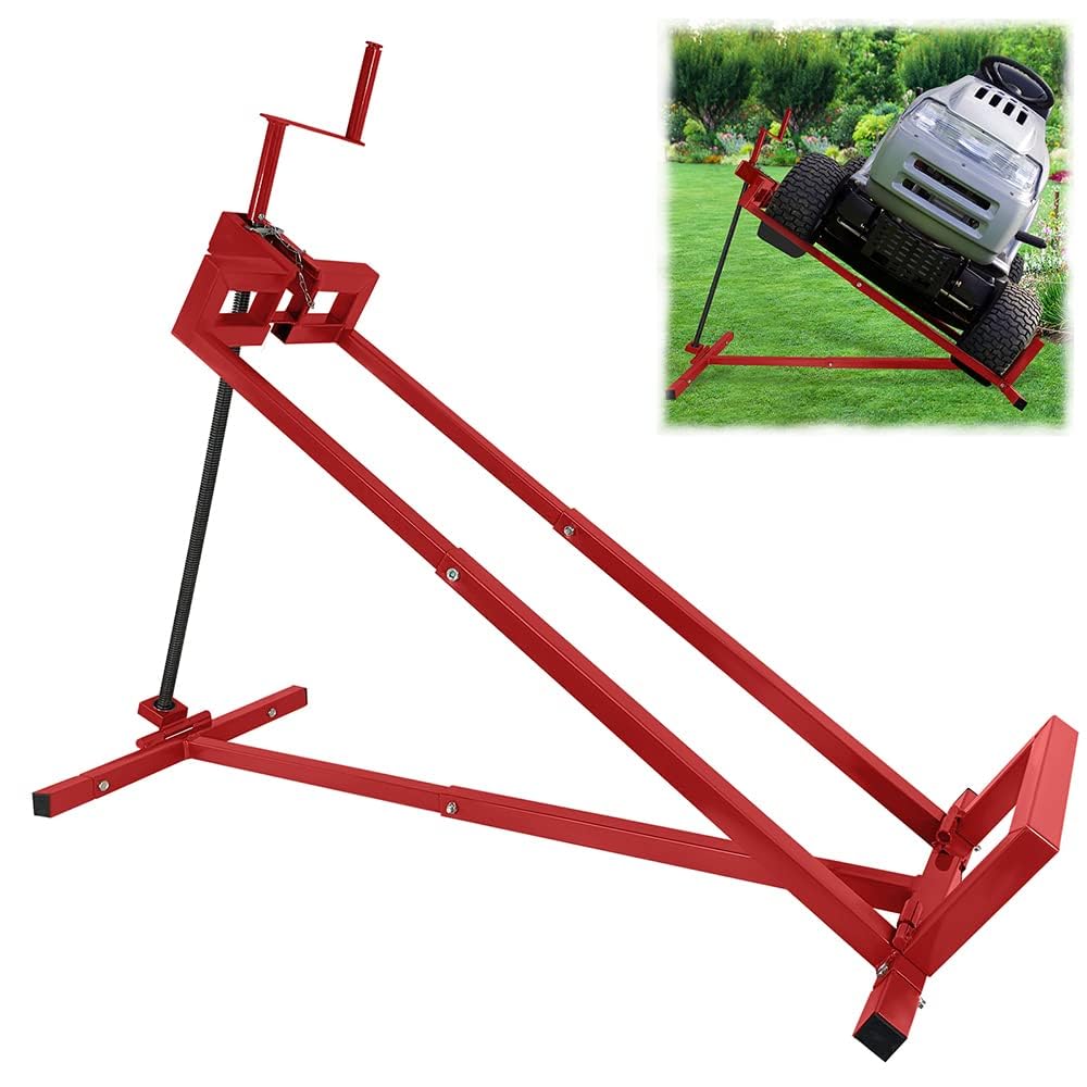 Dispositif de levage, élévateur pour tondeuse, élévateur d'entretien, élévateur télescopique, pour tondeuse, tracteurs de jardin, rouge, charge jusqu'à 400 kg