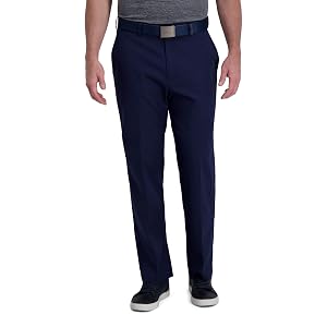 Haggar Mens Active Series Slim Fit Flat Front 5-Pocket Tech Pant