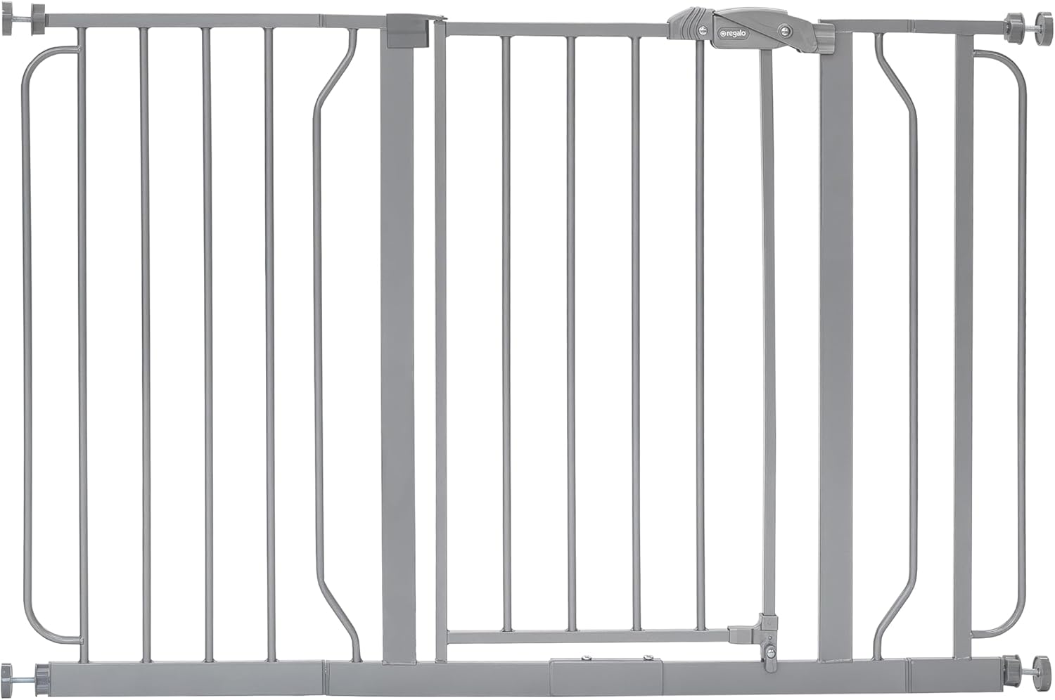 Regalo Safety 29-49" Easy Step Extra Wide Baby Gate for Doorways & Bottom of Stairs, Pressure Mounted Safety Gate with Door for Babies, Toddlers & Pets, Platinum Platinum 29-49"W x 30"H