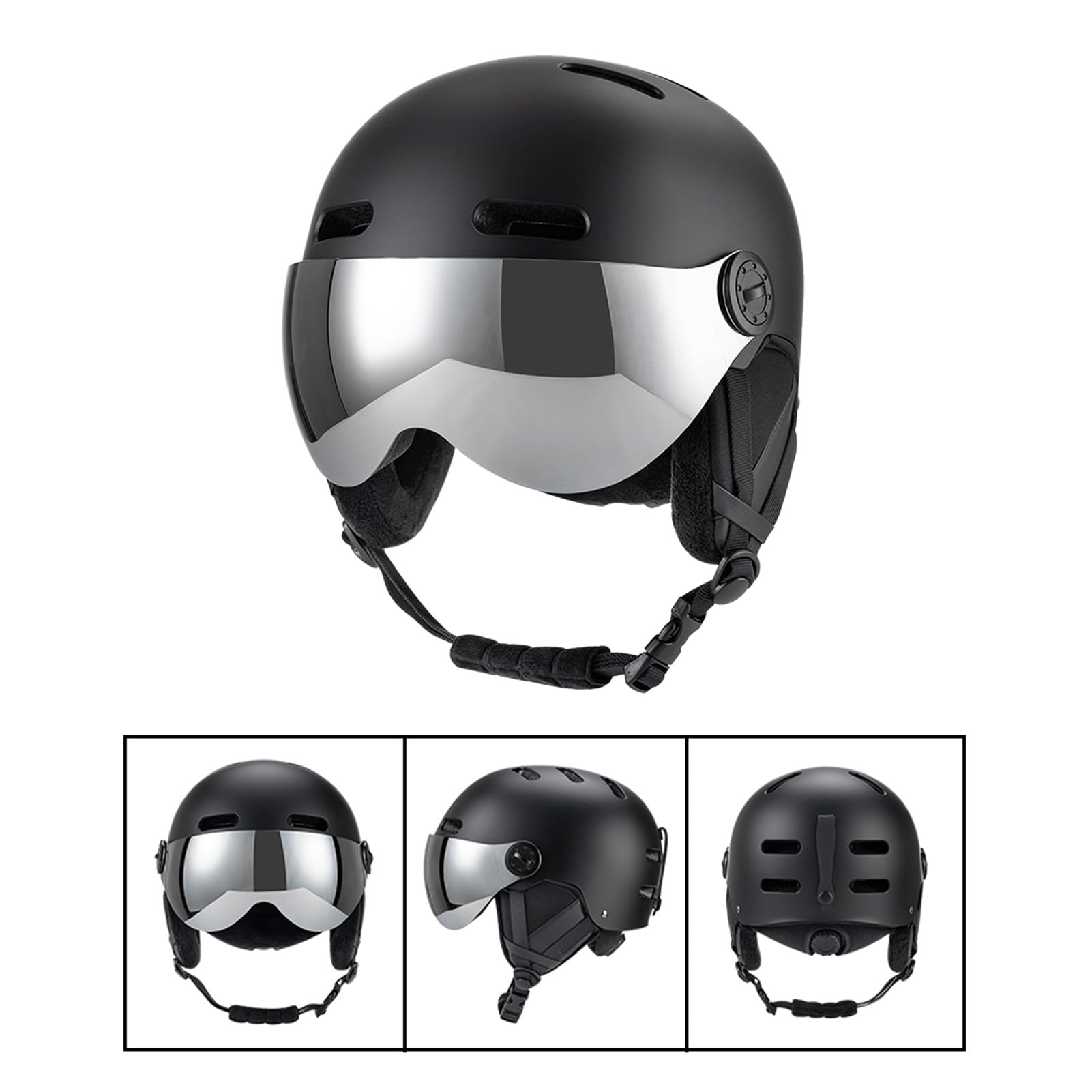 Cryfokt Casque de Ski, Casque de Snowboard avec Doublure, 12 Aérations avec Rembourrage Intérieur Amovible, Couvre-Oreilles et Lunettes Amovibles, Idéal pour Hommes, Femmes et Jeunes
