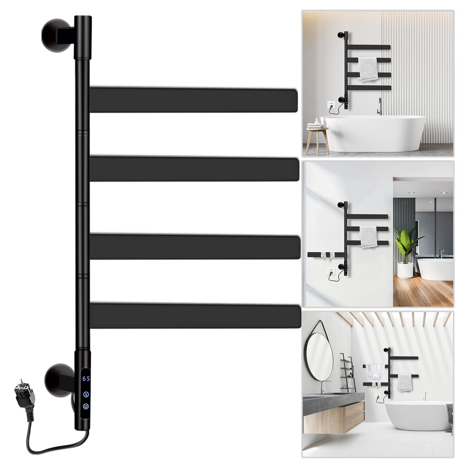 ZOYI 180° Rotation Electric Towel Radiator 140 W with Timer and Thermostat Towel  Warmer Electric for Kitchen Bathroom Towel Dryer Electric, 220 V, Black :  Amazon.de: Home u0026 Kitchen