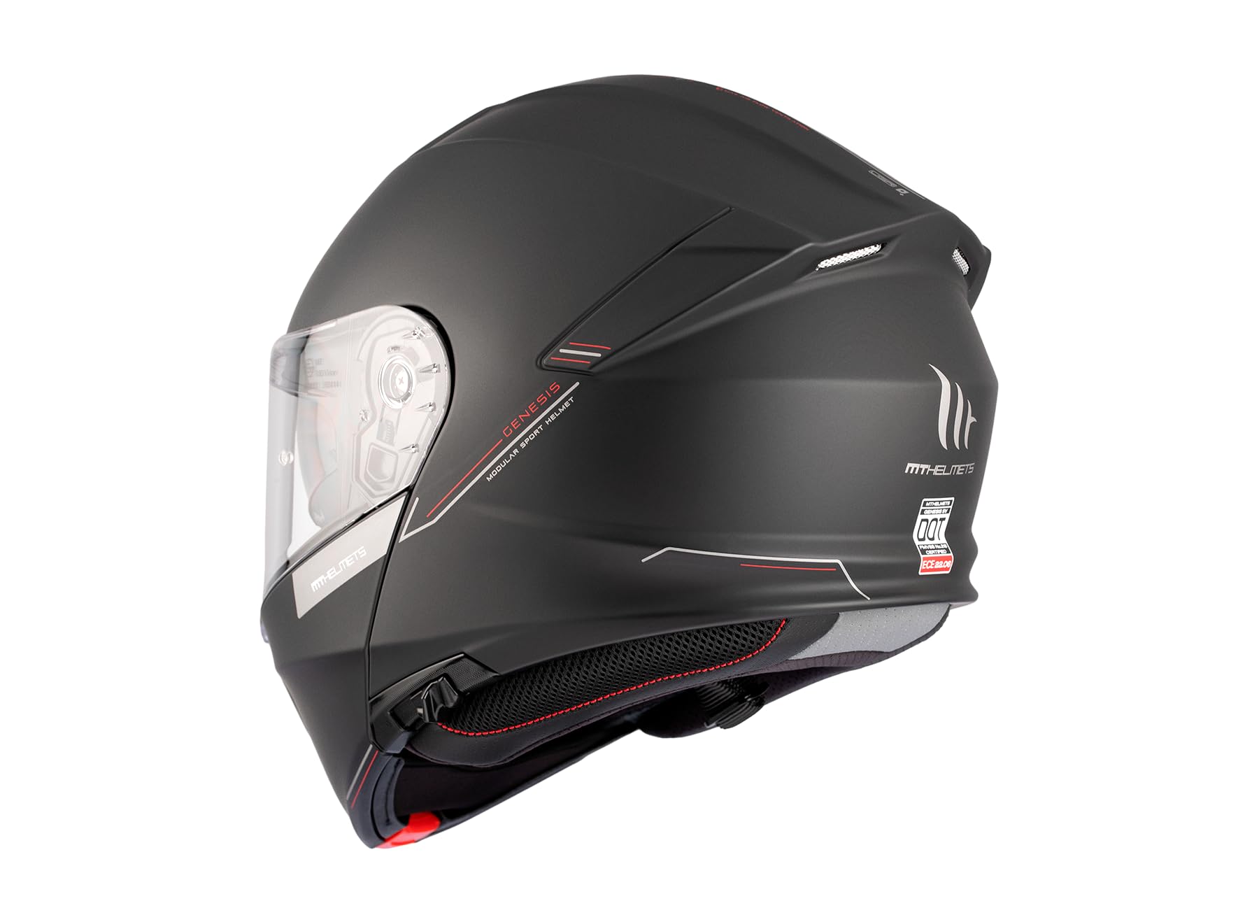 Casco Modular MT Genesis SV Solid A1 Negro Mate | Casco Modular para Hombre | Transpirable y Lavable | Homologado ECE 22.06 & Dot | Talla M
