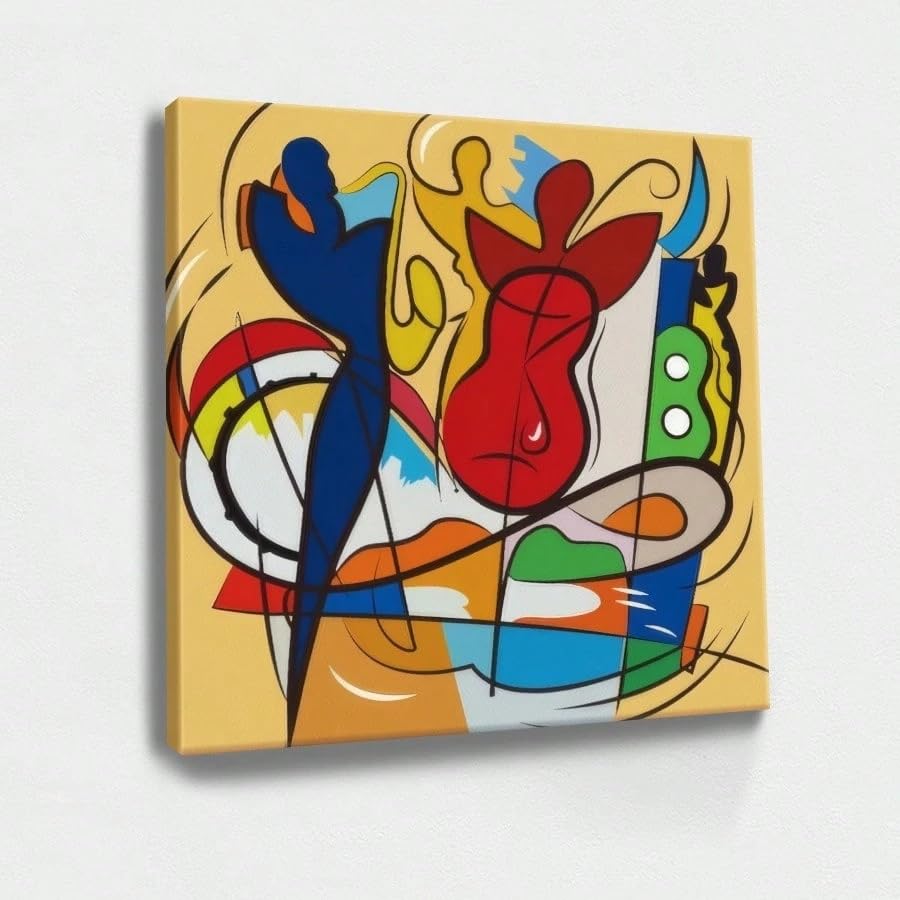 Peinture artistique sur toile pour habiller un mur blanc de salon