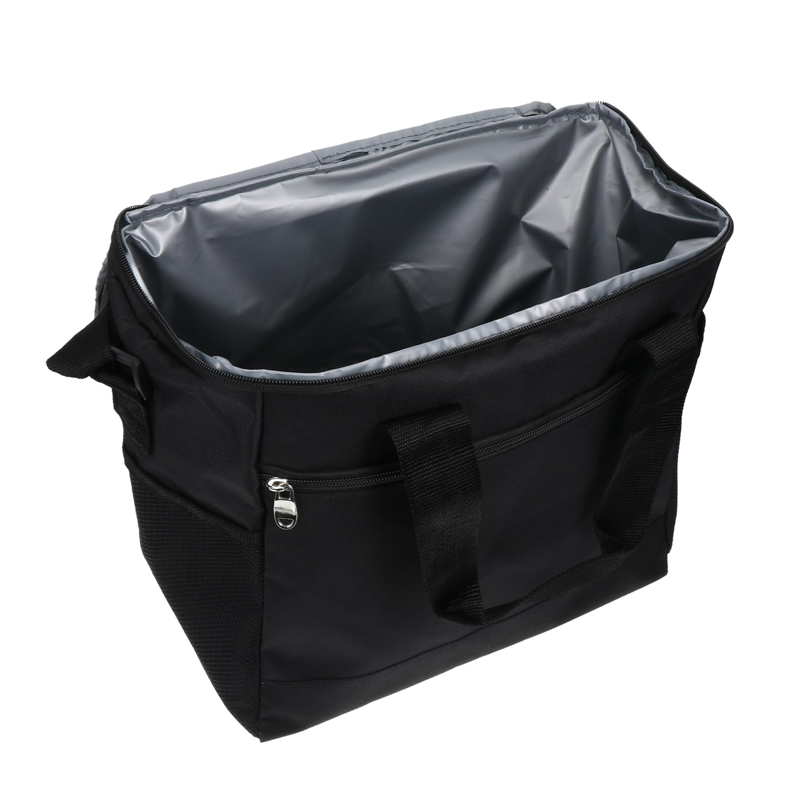 Große Thermotasche für Picknick und Schule Isolierte Lunch Tasche aus Oxfordstoff mit Aluminiumfolie Schwarz Hält Speisen Warm und Frisch