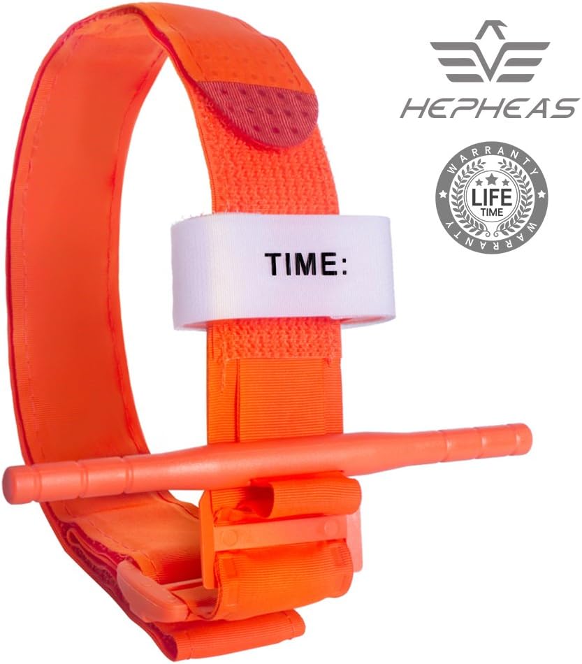 Tourniquet, (Orange) Military Combat Issue Application CAT Tourniquet for First Aid Kit, Stops Bleeding for Rapid, Lightweight, Hospital Life Saving Hemorrhage Registration Card!(1 Pack)