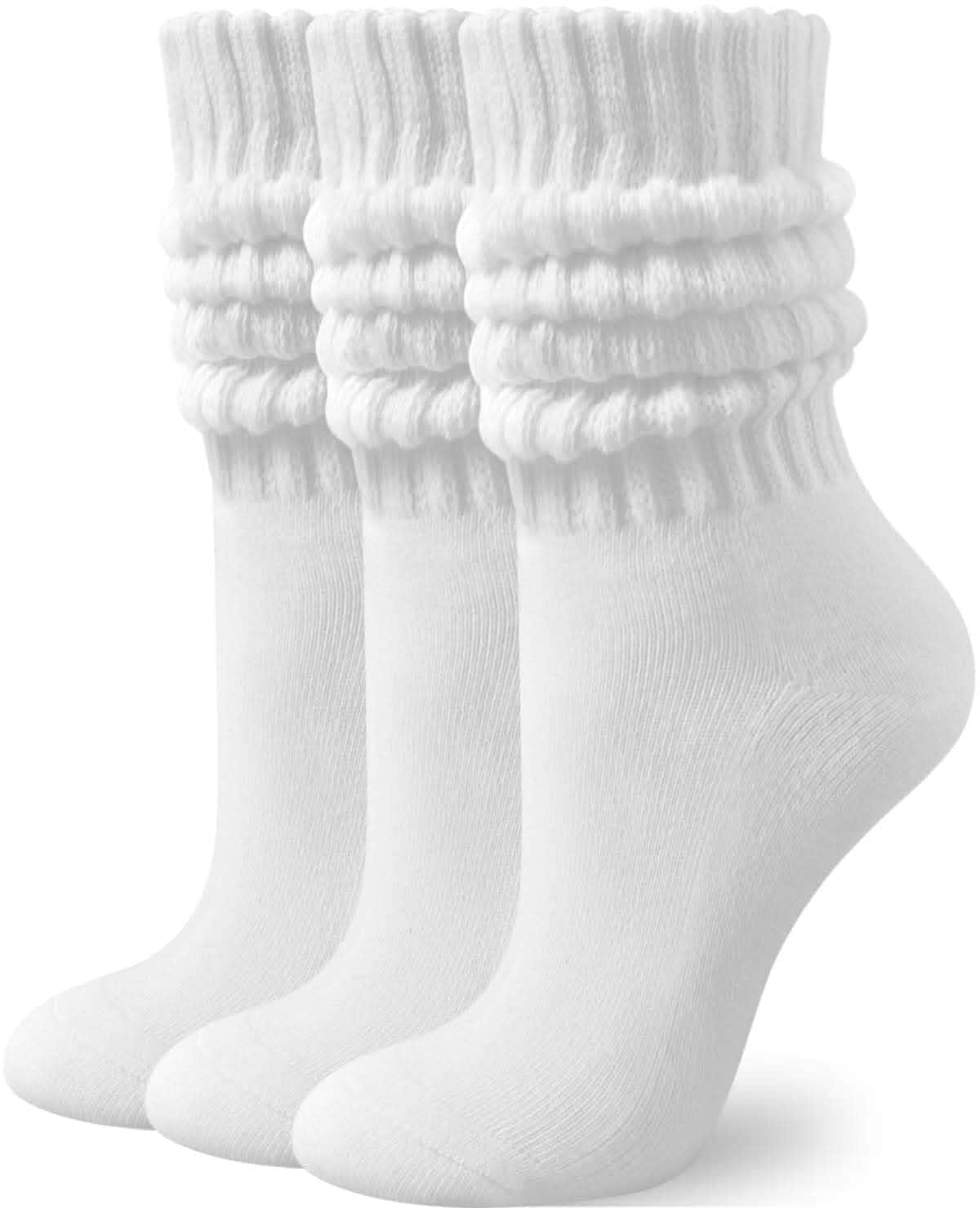 Womens Scrunch Slouch Socks Cushioned Cozy Cotton Retro Slouchy Crew Socks