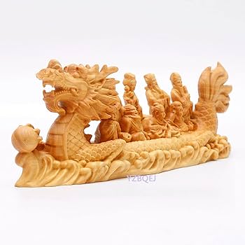 唐木の衝立　天然木彫刻　宝船に七福神　一本モノ　中国美術　縁起物　オブジェ 唐木の衝立 天然木彫刻 宝船に七福神 一本モノ 中国美術 縁起物