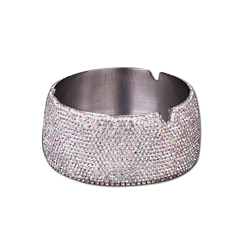 Amazon.co.jp: HappyERA キラキラ光るラインストーン灰皿 ステンレス