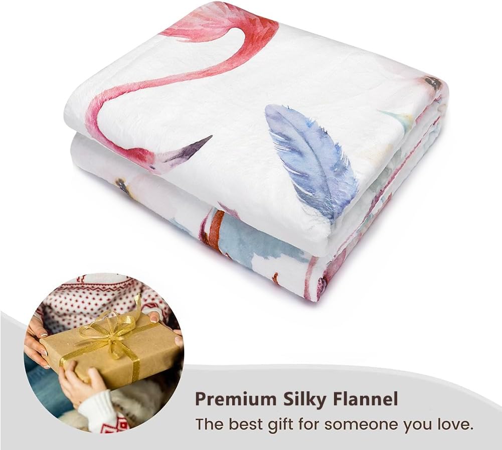 Flamingo Blanket Watercolor Flower Throw Blankets Ultra Soft Flannel Throw Blankets Lightweight Cozy Fluffy Plush Blanket for Bed Couch Sofa 50" X 60" - Image 5