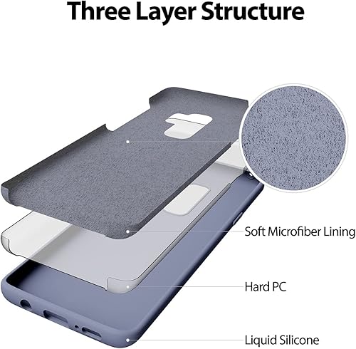 Miniatura 4 de GOOSPERY Funda de silicona líquida para Galaxy S9 Plus (2018), suave al tacto, protección de cuerpo completo, a prueba de golpes, con forro de