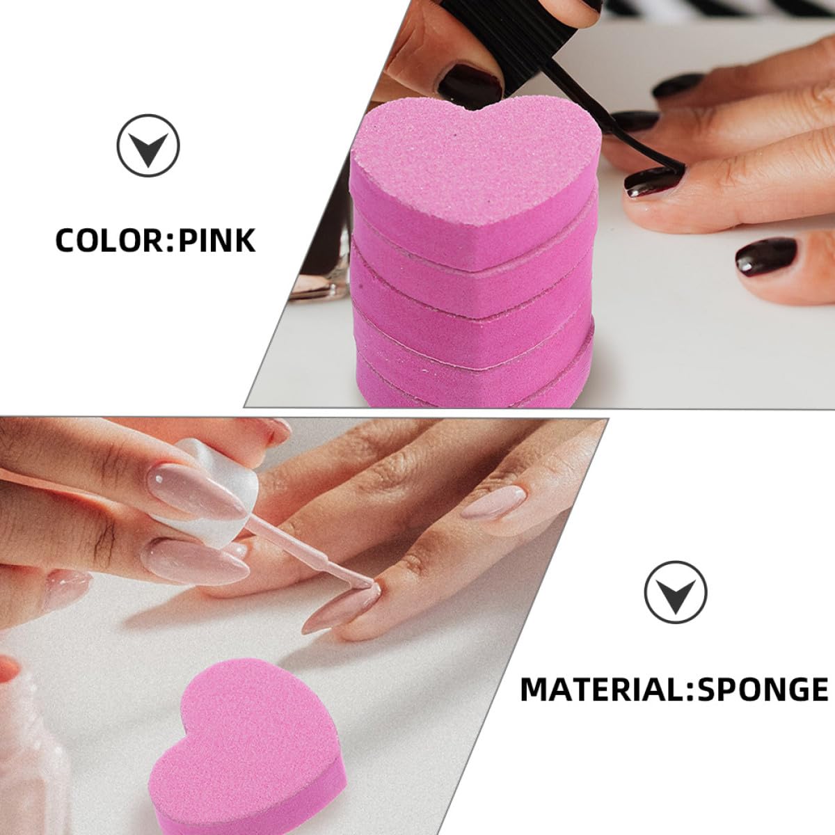 Lima de Uñas en Bloque de Esponja Rosa, 100 Piezas, Doble Cara