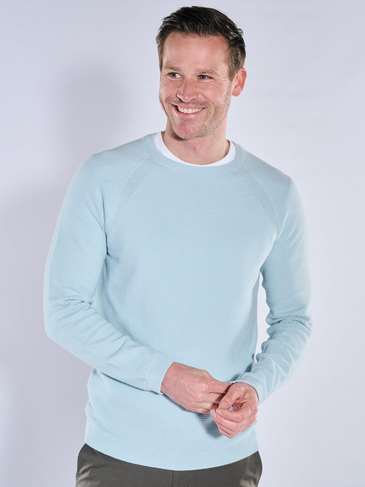 engbers Herren Pullover Rundhals, Hellblau