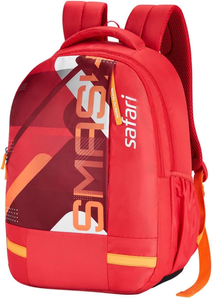 Duplex 1, 32L Casual Backpack with Armor Base, 2 Compartments, Bottle Holder, Front Pocket, Printed School Bag for Boys and Girls, College Backpack, Office Bag, Travel Bag, Poppy Red, Poppy