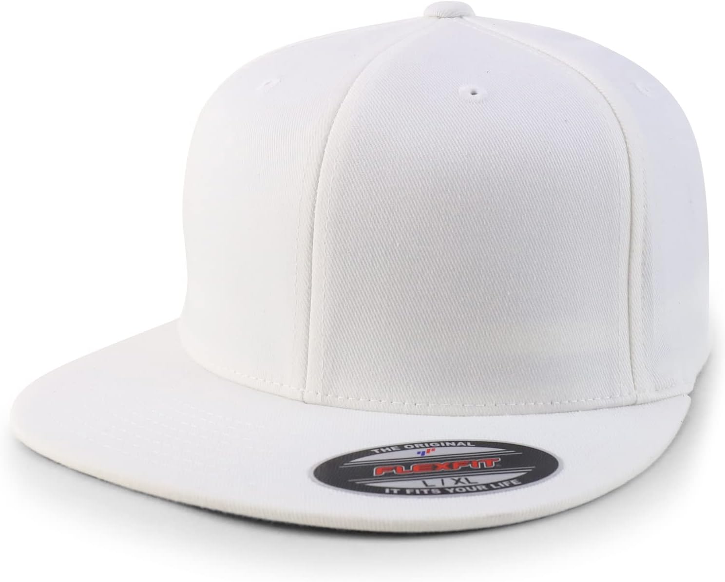 Trendy Apparel Shop 6 Panel Structured Blank Flatbill Fitted Closure Flexfit Cap