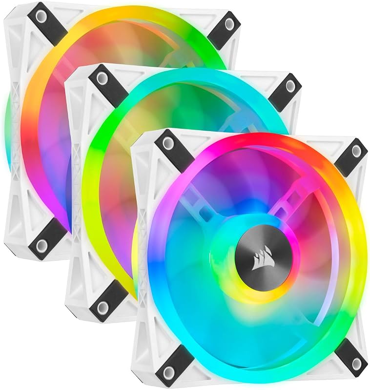 Serie Corsair QL, iCUE QL120 RGB, ventilador blanco LED PWM RGB de 120 mm, kit de ventilador triple con núcleo de nodo de iluminación