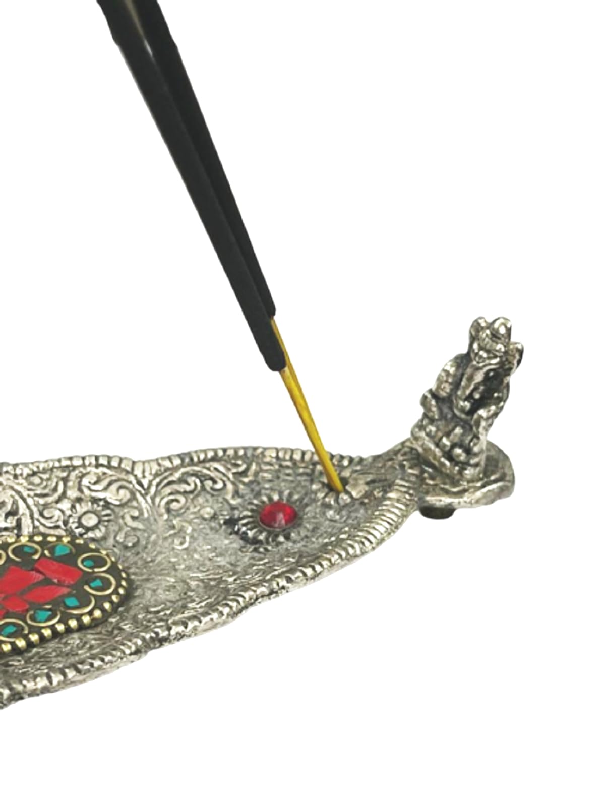 numeroastro Agarbatti Stand | Incense Stick Holder Engraved with Multistone with Lord Ganesha Idol (22 Cms) (1 Pc)