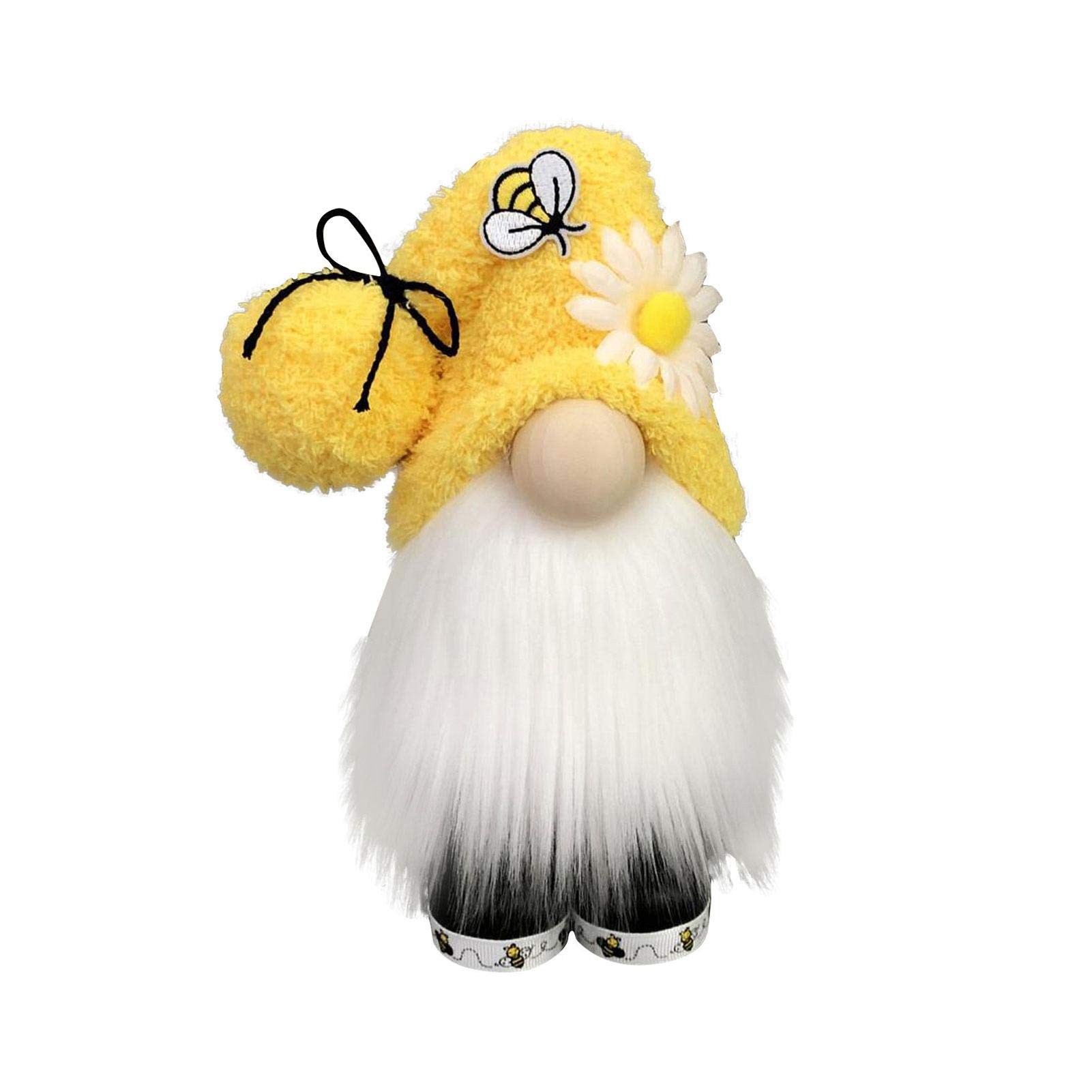 Flouris Yellow Bee Plush Scandinavian Tomte Nisse Dwarf Swedish Figurines Honey Bee Scandinavian Home Decor Farmhouse Bee Shelf Tiered Tray For Honey Bee Day
