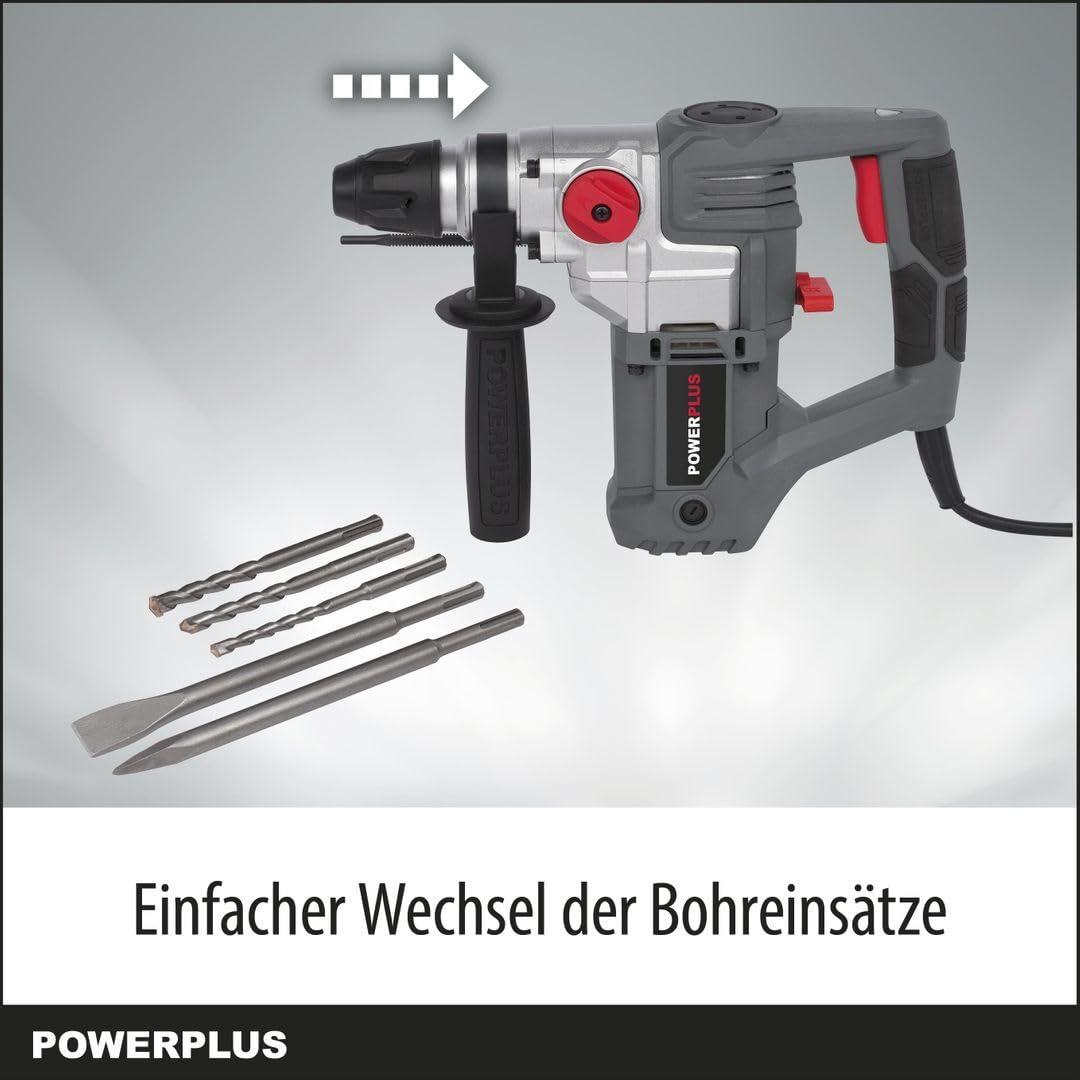 Powerplus POWE10060 wiertło 850 RPM Klucz Czarny, Szary, Czerwony, Srebrny