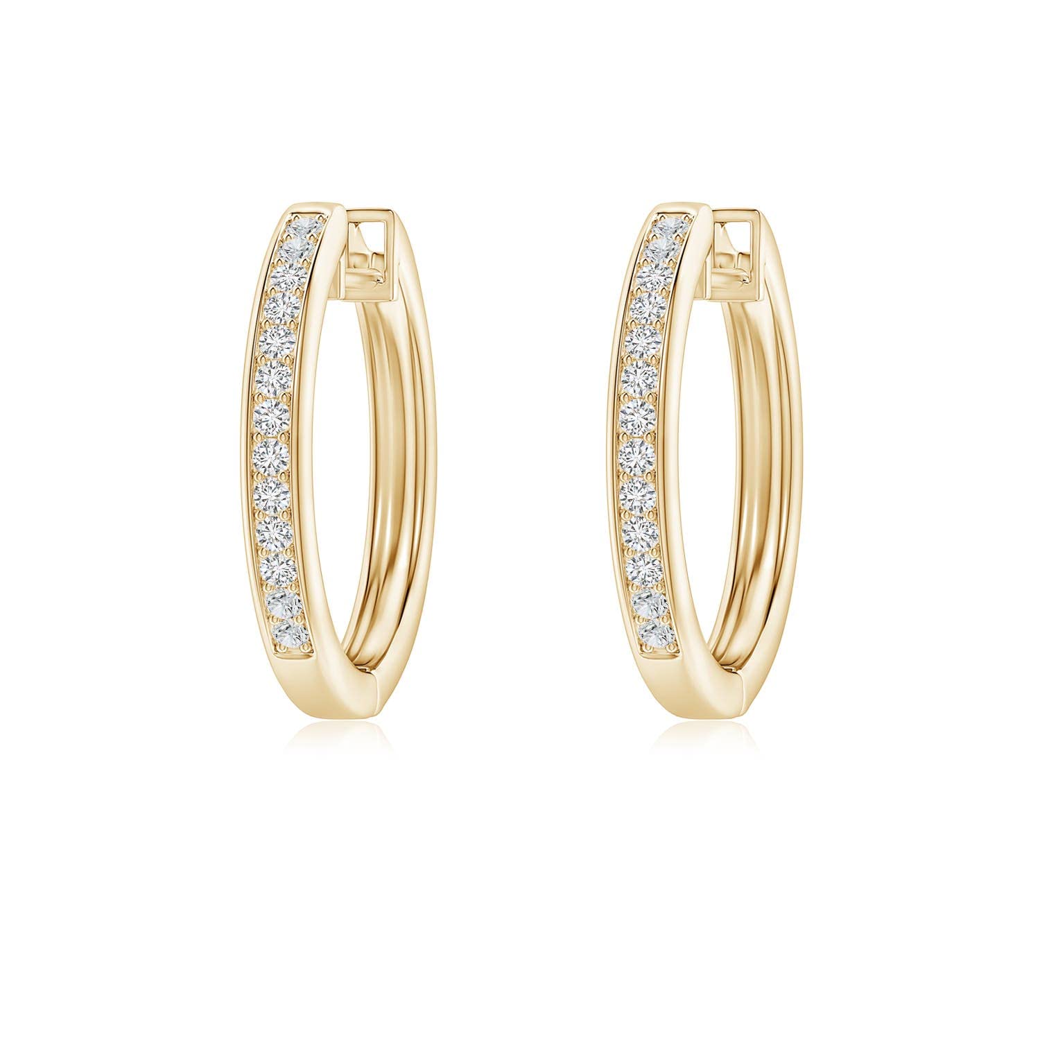 Pave Diamond Hoop Earrings in Rose Gold