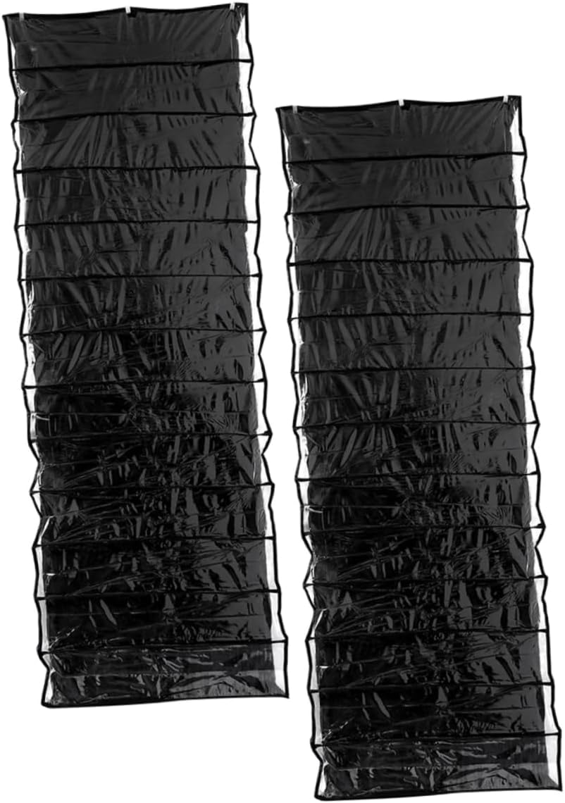 2PCS Over the Door Hanging Shoes Organizer with Black Space Saving Closet Storage Rack for Shoes Slippers Belts Scarves Easy Mounting for Bedroom Dorm Room and Small Spaces