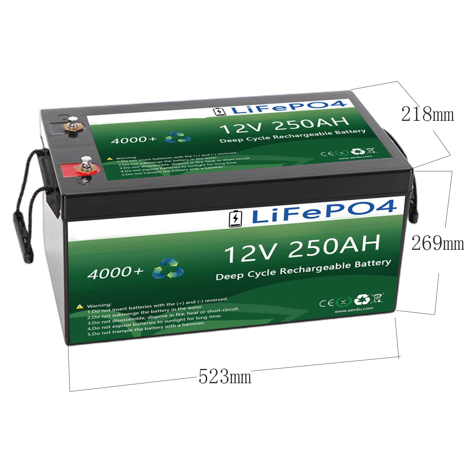 TGHY Batteria al Litio 12V 250Ah, LiFePO4 Batterie a Ciclo Profondo, Ricaricabile con Energia Solare, Perfetta per Sistemi off-Grid, Fotovoltaico, Camper, RV