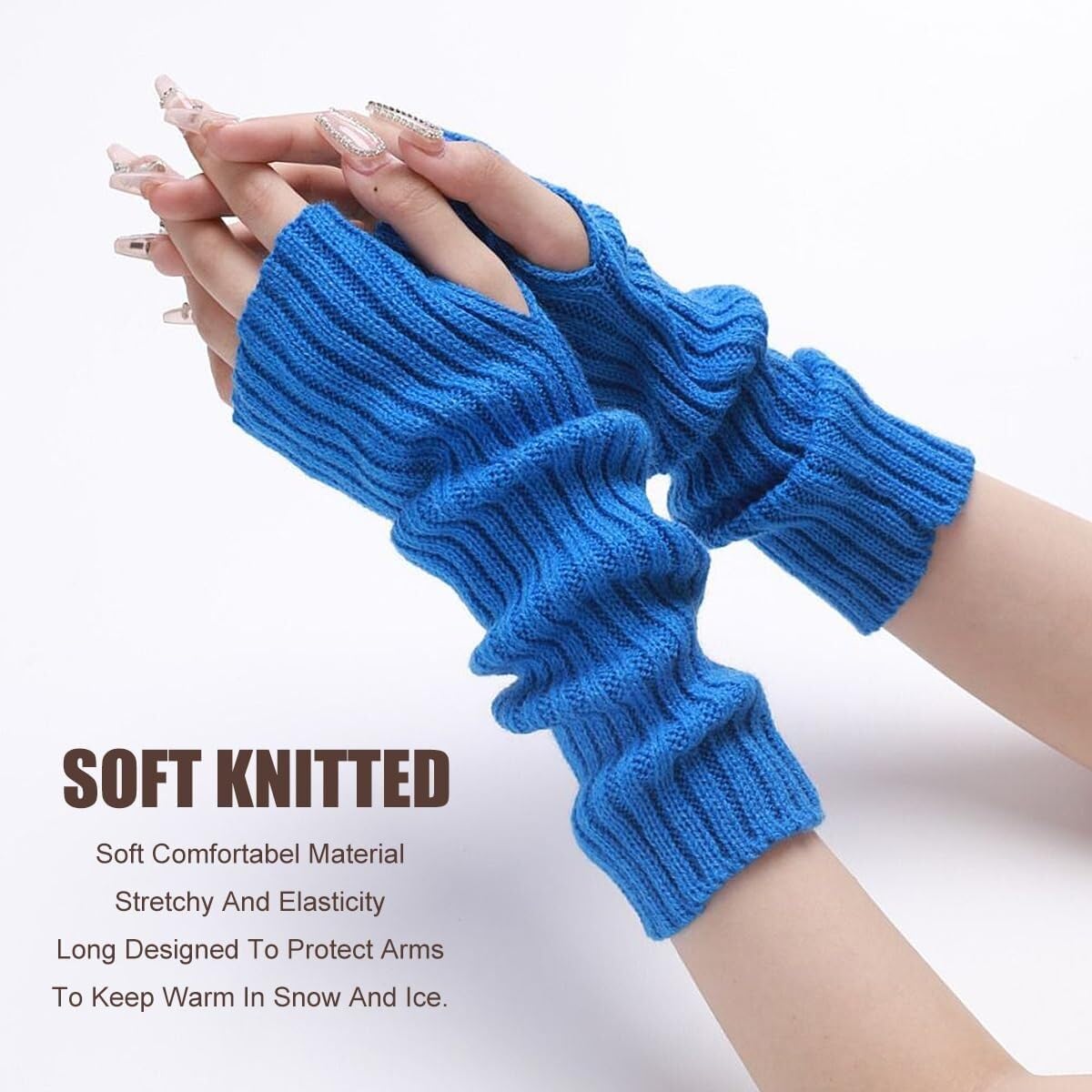 Guantes Viento Deportivos Guantes De Punto Sin Dedos Cálidos Invierno Ropa Con Agujero For El Pulgar Regalos De Invierno