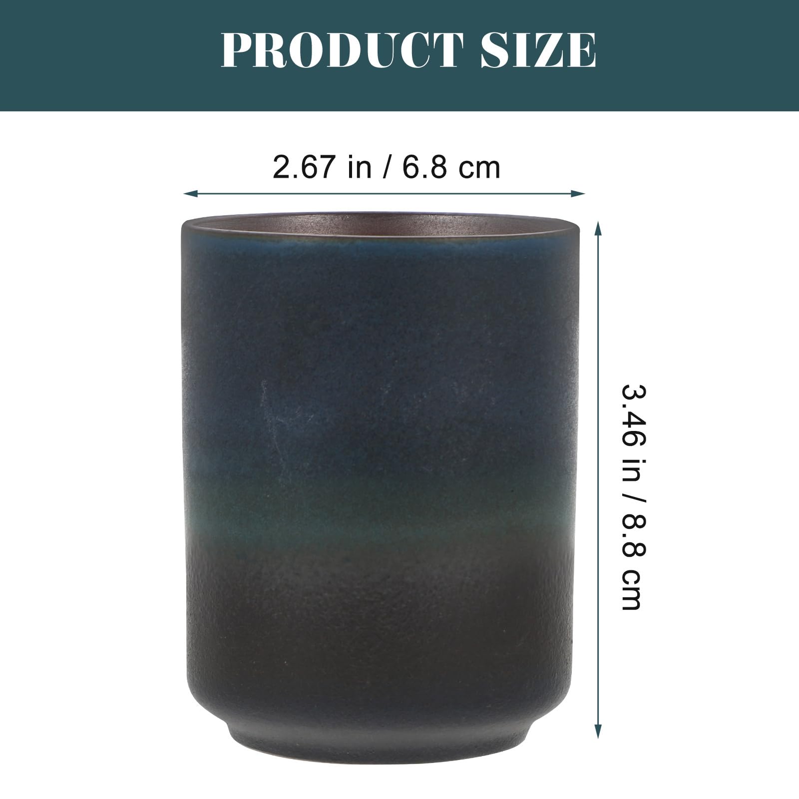 Operitacx Taza de té de cerámica japonesa, taza de té de estilo vintage de 250 ml con diseño redondo retro, taza de agua de cerámica ligera para beber té diario, hogar, oficina y ceremonia