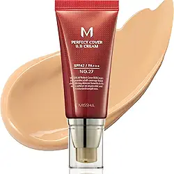 MISSHA M Perfect Cover BB Cream #27 FPS 42 PA+++ 50 ml - Maquiagem leve, multifuncional, de alta cobertura para ajudar a infundir a umidade para uma pele mais firme com redução na aparência das linhas finas