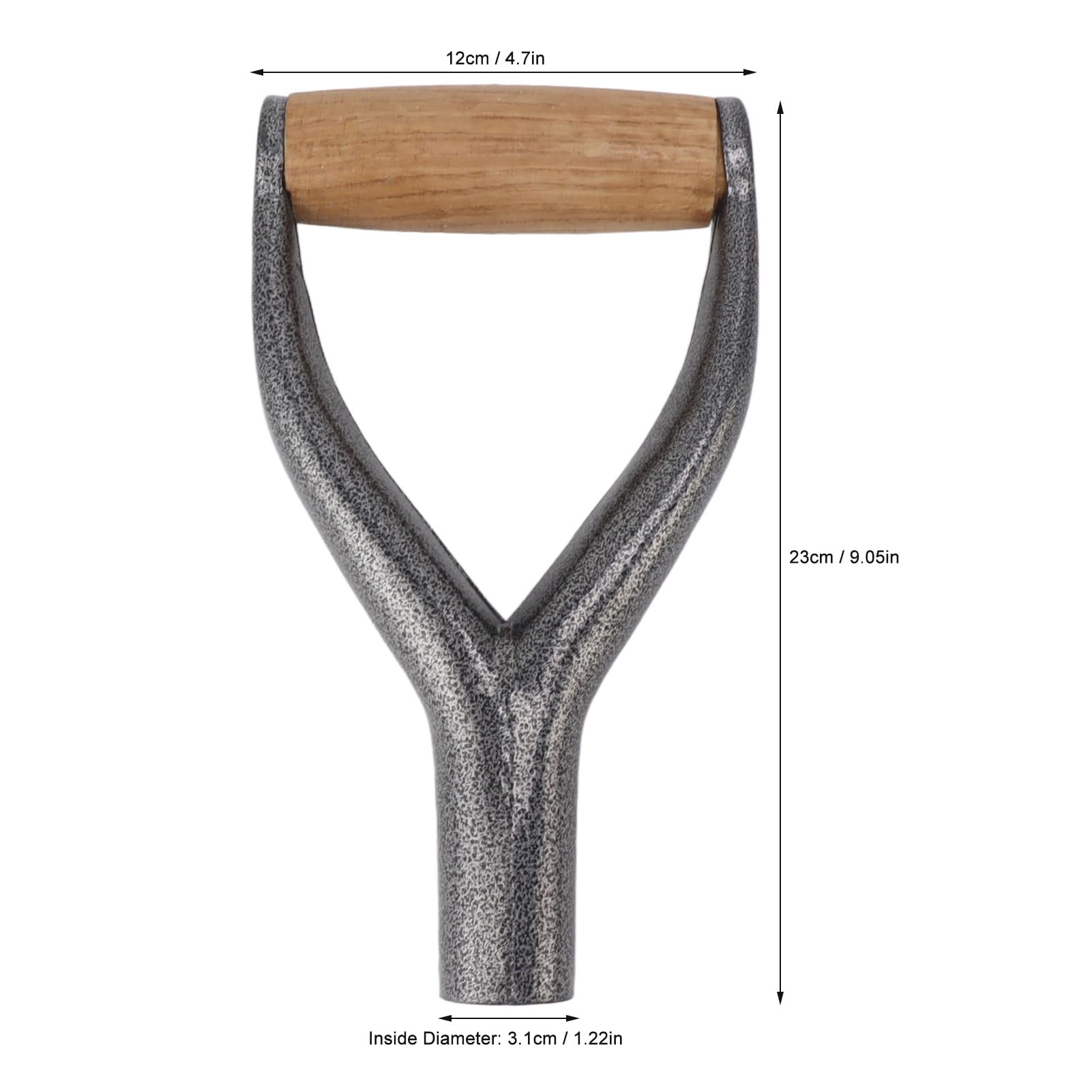 Manico per Pala con Impugnatura in Legno, Manico a Vanga di Ricambio in Ferro a Forma di Y 3,1cm