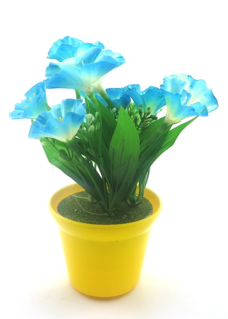 Buy Artifical Lt. Blue Flowers in Plastic Pot for Home Garden by