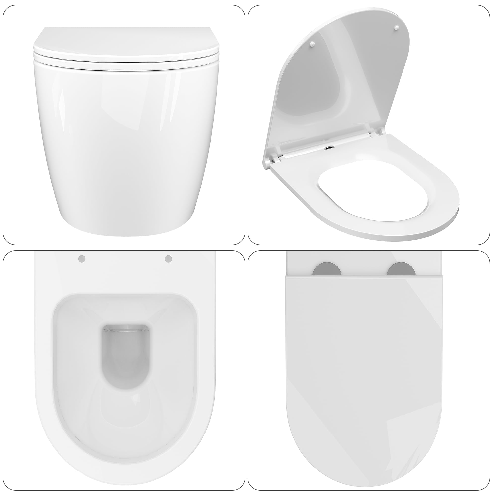 Garvee Inodoro suspendido cerámico con tapa UF, blanco 8022 D grande