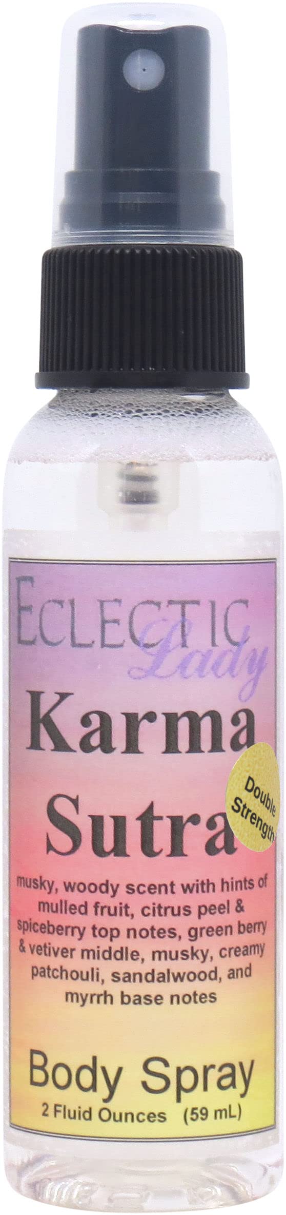 Eclectic LadyKarma Sutra Body Spray, Double Strength, 2 ounces, Body Mist for Women with Clean, Light & Gentle Fragrance, Cologne with Soft, Subtle Aroma For Daily Use