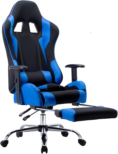 Amazon Co Jp Zhijia ゲーミングチェア リクライニングチェア オットマン付き 無段階 約170度 リクライニング バケットシート 長時間座るpc作業向け椅子 耐荷重100kg L 2 ブルー ホーム キッチン