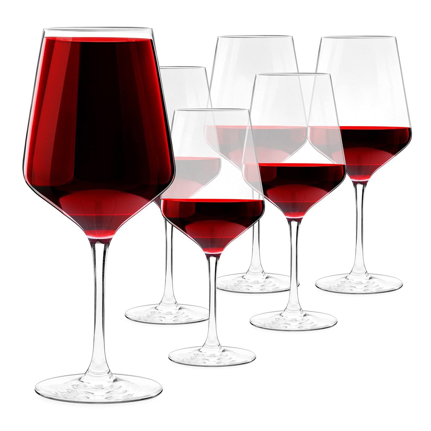 Maverton 6 Calici da vino Rubino XL - 530 ml - in vetro - ottimi per il vino rosso e bianco - regalo di matrimonio unico - pensiero speciale - ideali per Lui e per Lei