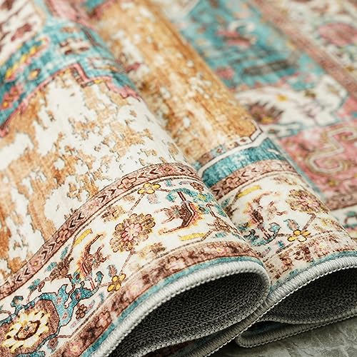 RUUGME Washable 9x12 Area Rugs - Large Rugs for Living Room Stain Resistant Carpet Vintage Rugs for Bedroom with Non Slip Backing Home Decor Floor Decoration Mat (9x12 Green)