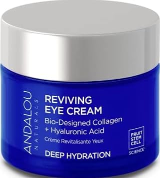 Andalou Naturals Deep Hydration Reviving Eye Cream 0.45 fl oz | Hydrating Anti Aging Under Eye Cream with Collagen and Hyaluronic Acid, for Dark Circles, Puffiness, and Fine Lines