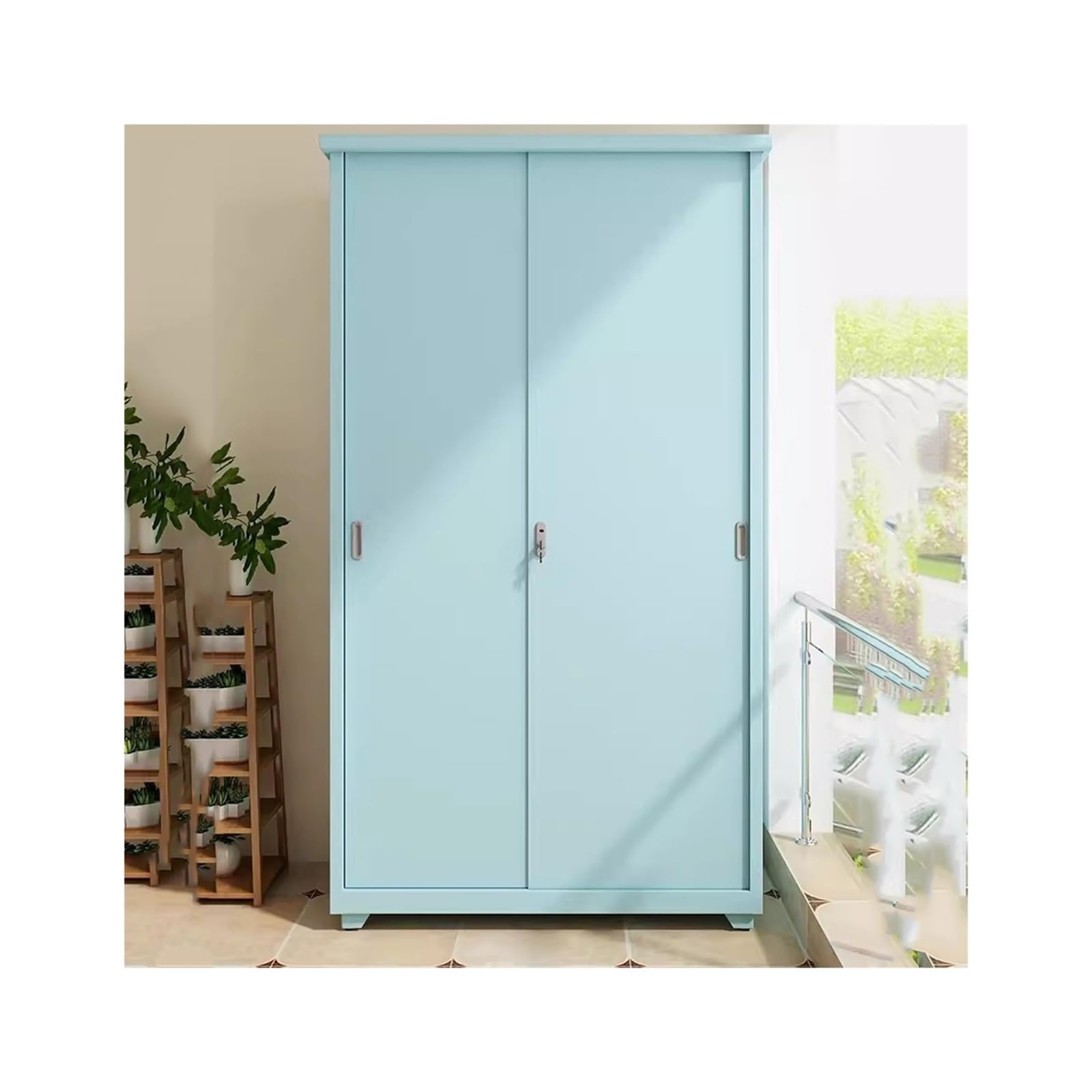 SaryEdge Outdoor Storage Shed Outdoor Balcony Storage Cabinet Household Outdoor Sliding Door Storage Cabinet Outside Tools Cabinet,