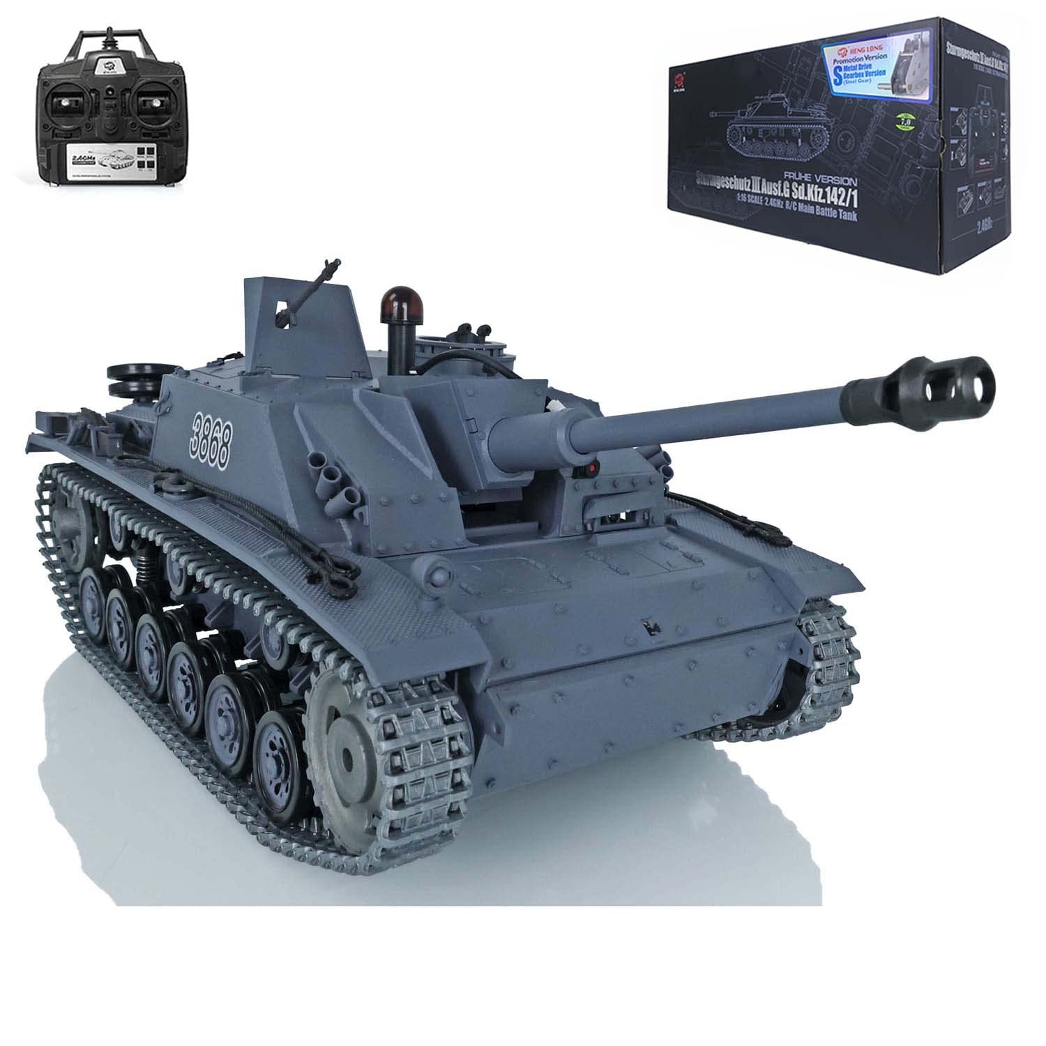 Wheelfun, Henglong, 1/6, Vollmetall, Deutscher Tiger I, RTR RC Panzer 3818, mit Ketten, Rohr-Rückstoß und BB-Schussfunktion für Airsoft, Modell für erwachsene Hobbyisten