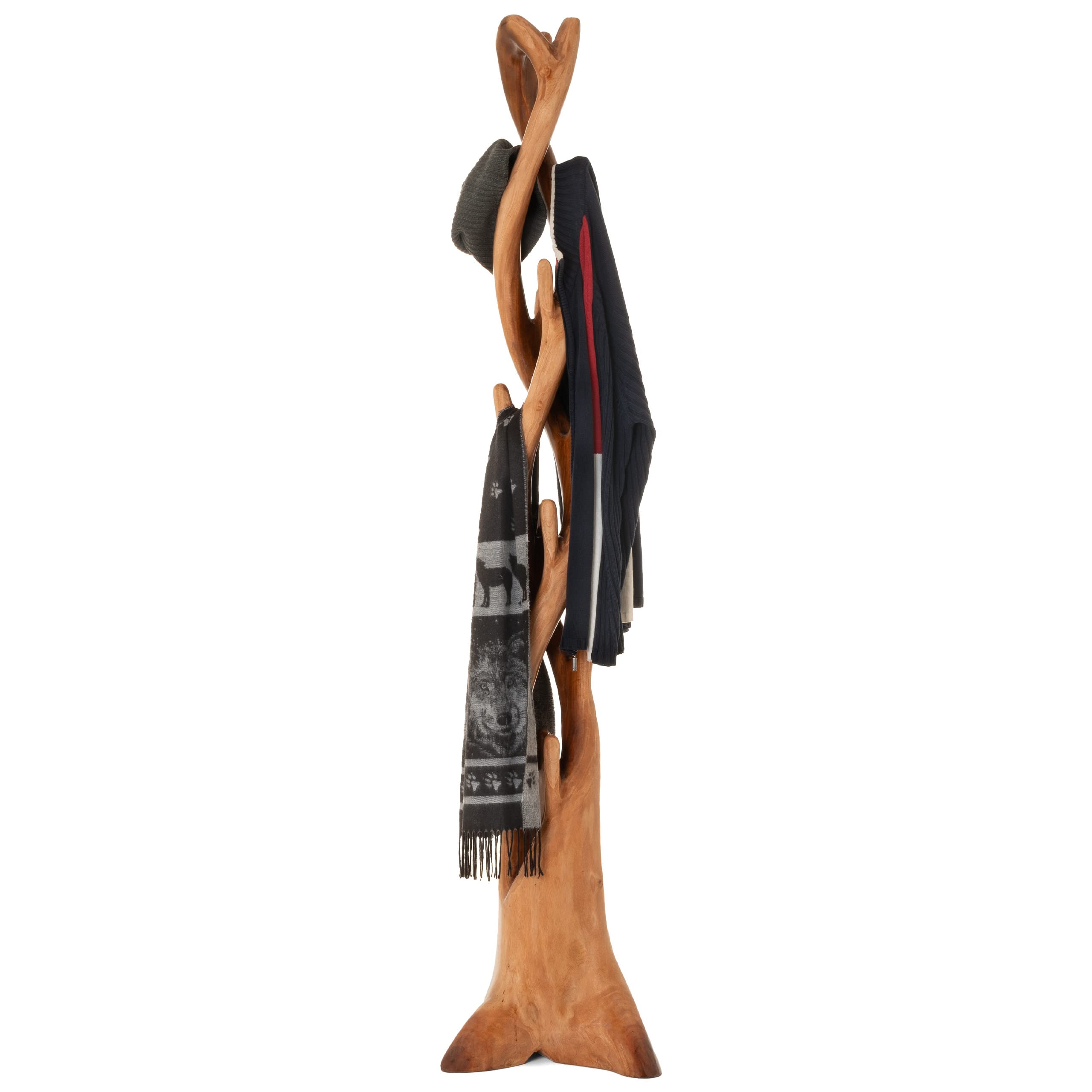 DIVERO Garderobenständer in Baumform aus Mahagoni-Holz - Farbe: Braun