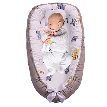 Amazon Com Abreeze Cuna Para Bebe Para Cama Cebra Elefante Bebe Tumbona Cuna Transpirable Bebe Nido Codormir Cama 100 Algodon Portatil Cuna Almohada Para Dormitorio Viajes Camping Bebes
