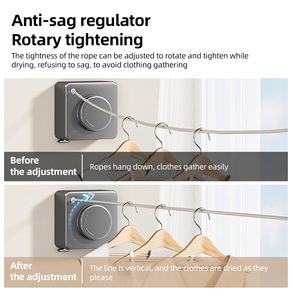 Tendedero Retráctil, Tendedero Telescópico De Doble Cuerda De 16,8 Pies, Línea De Lavado Telescópico De Tendedero De Acero Inoxidable, Adecuado Para Hoteles Con Balcón De Baño Al Aire Libre