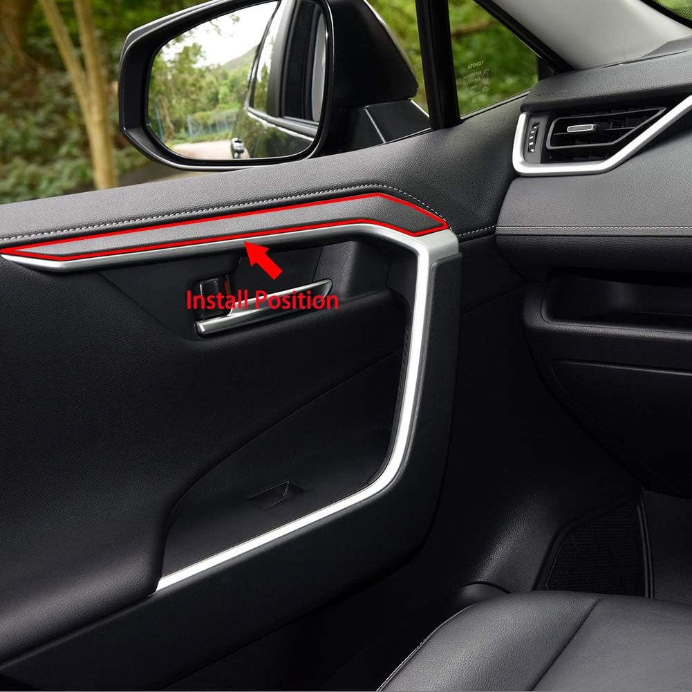 Beautost Fit for Toyota RAV4 2019 2020 2021 2022 2023 2024 2025 nterior Door Panel Armrest Cover Trims (Black)