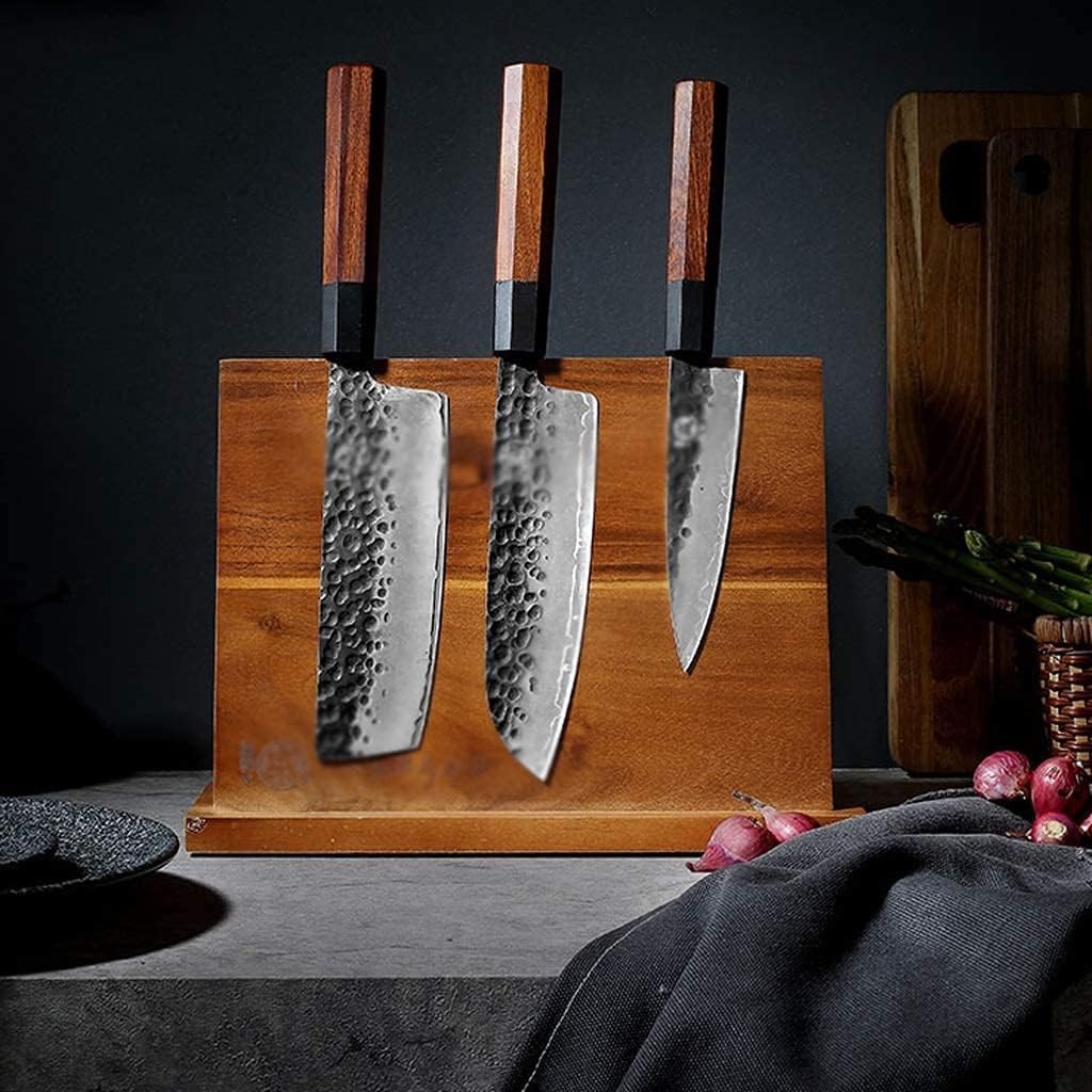 Knife Block Storage Stand Kitchen,Only Selling Cutter Holder,Magnetic Solid Wood Magnetic Large Universal Rack Countertop