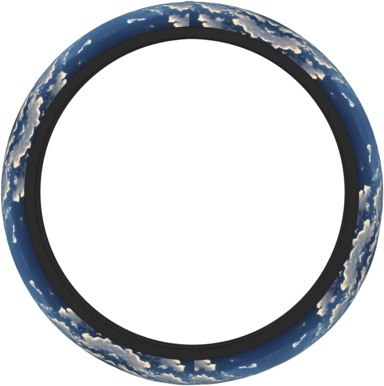 White Clouds Over The sea Universal Steering Wheel Cover for Cars, Steering Wheel Protective Cover, Double-Layer Thickened Steering Wheel Cover (15 inches in Diameter),