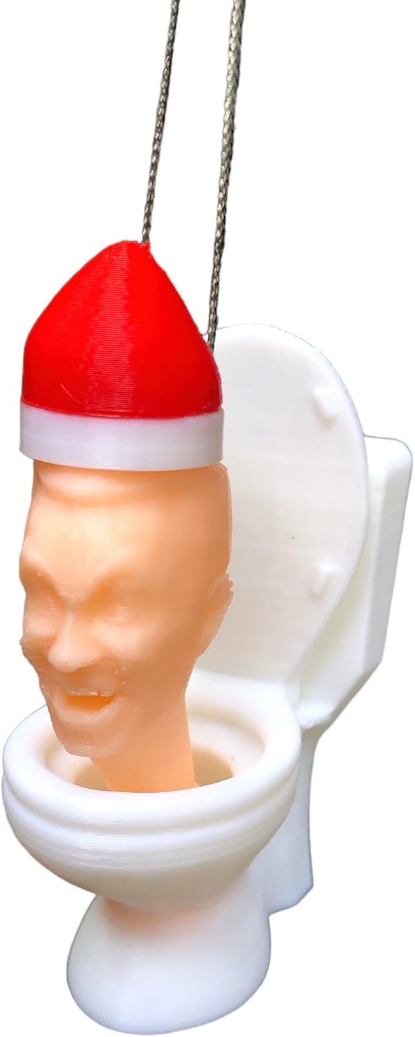 Amazon.com: 3D Printed Funny Christmas Ornaments: Skibidi Toilet Man ...