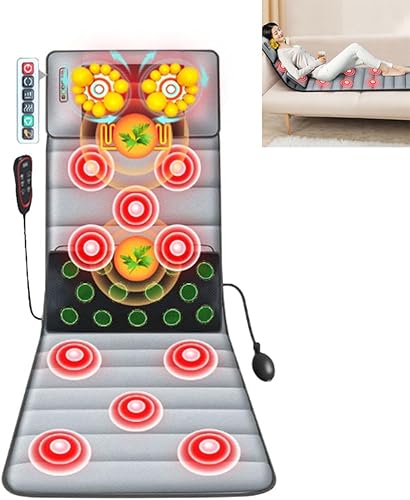 Alfombrilla masajeadora de cuerpo completo con 10 motores vibradores, cojín de masaje con 9 modos, almohadilla de masaje eléctrica para cama, sofá,