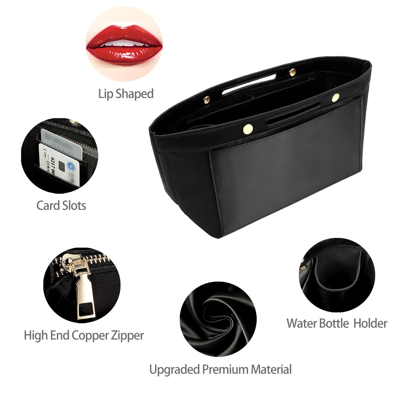 ZTUJO Organizador de bolso para bolso y moldeador de bolsas, inserto organizador de bolsa para Speedy Neverful, 6 tamaños (XL, negro sedoso)